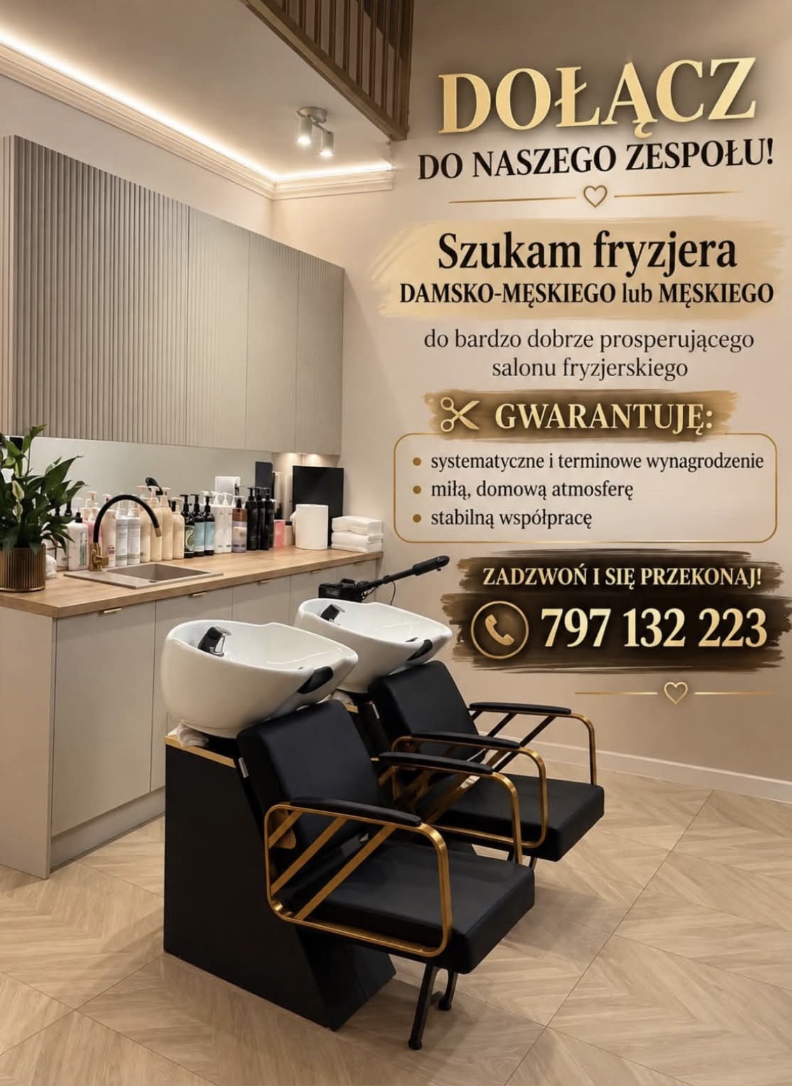 Ogłoszenie o pracy dla fryzjera w salonie Świat Włosa